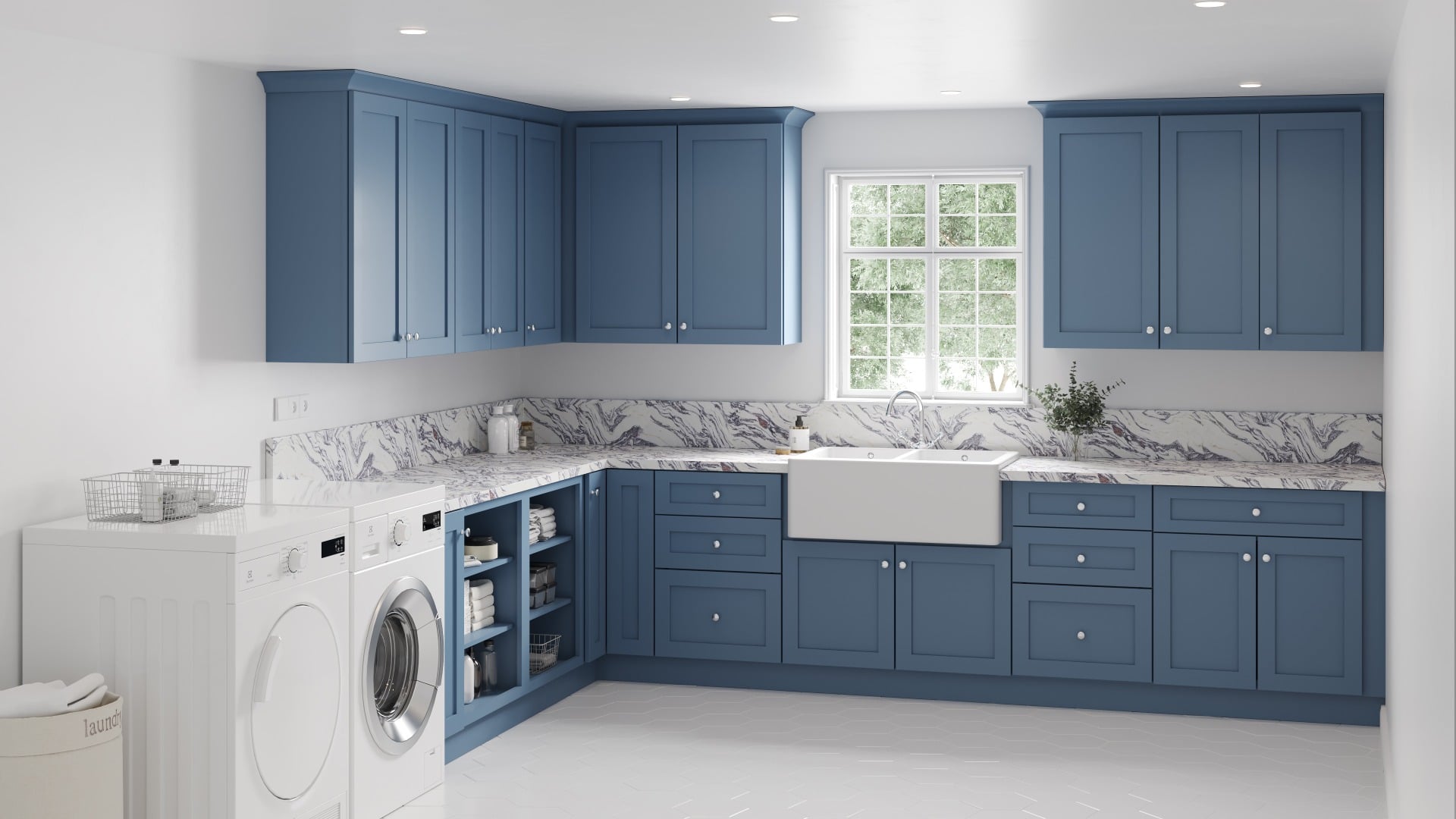 Saybrook Sky Blue Shaker kitchen cabinets