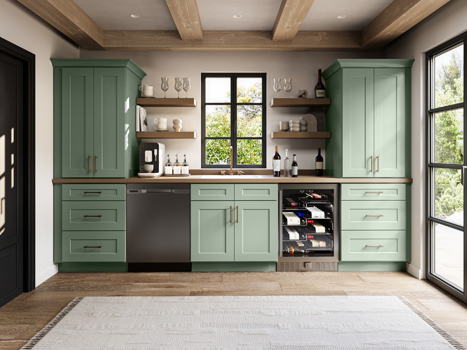 Wexford Woodland Green Shaker kitchen cabinets