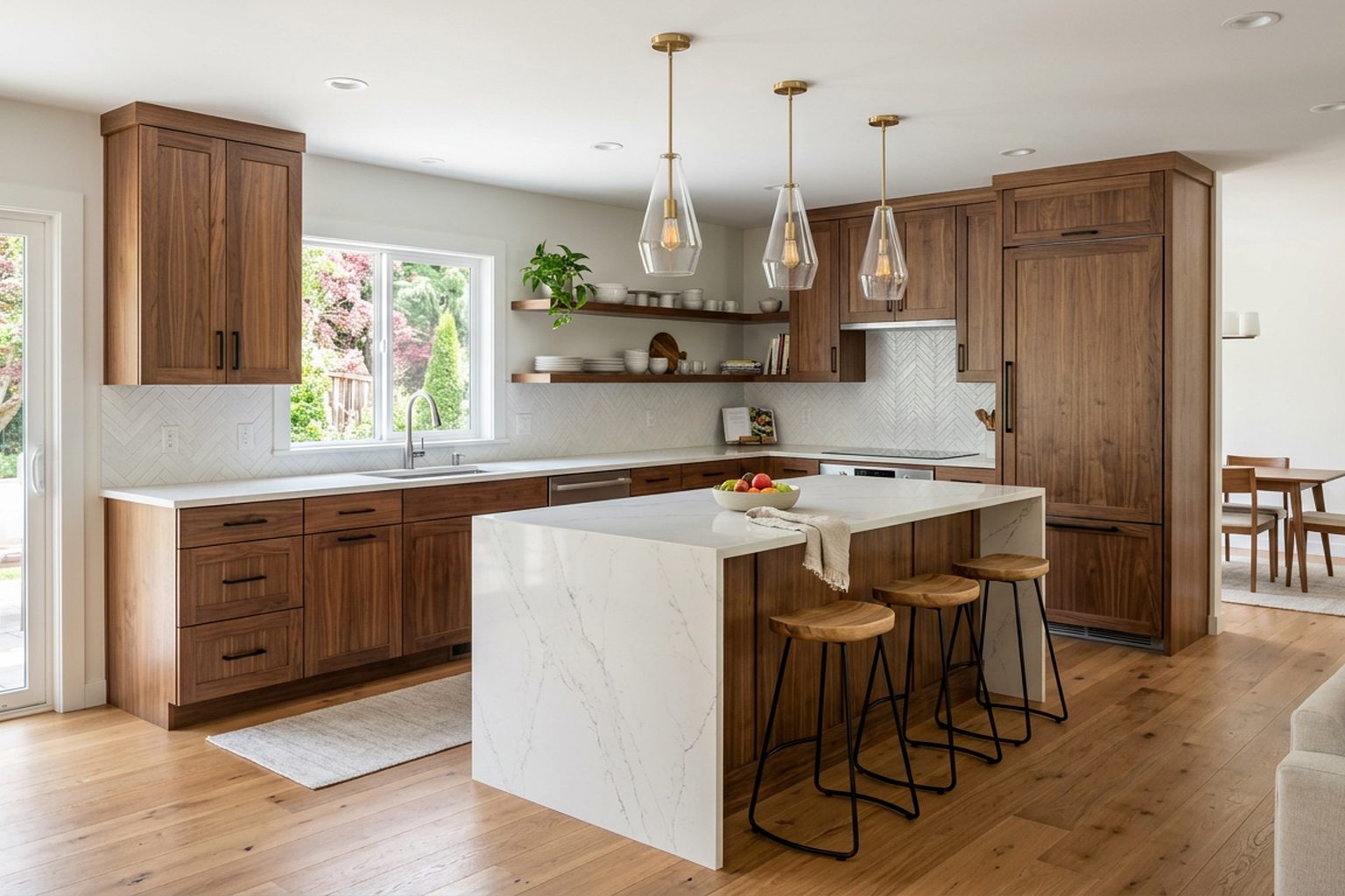 Alderwood Walnut Shaker kitchen cabinets
