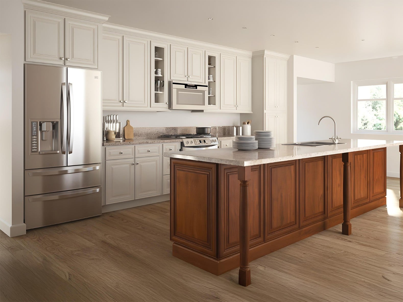 Canterbury Antique White Glaze kitchen cabinets