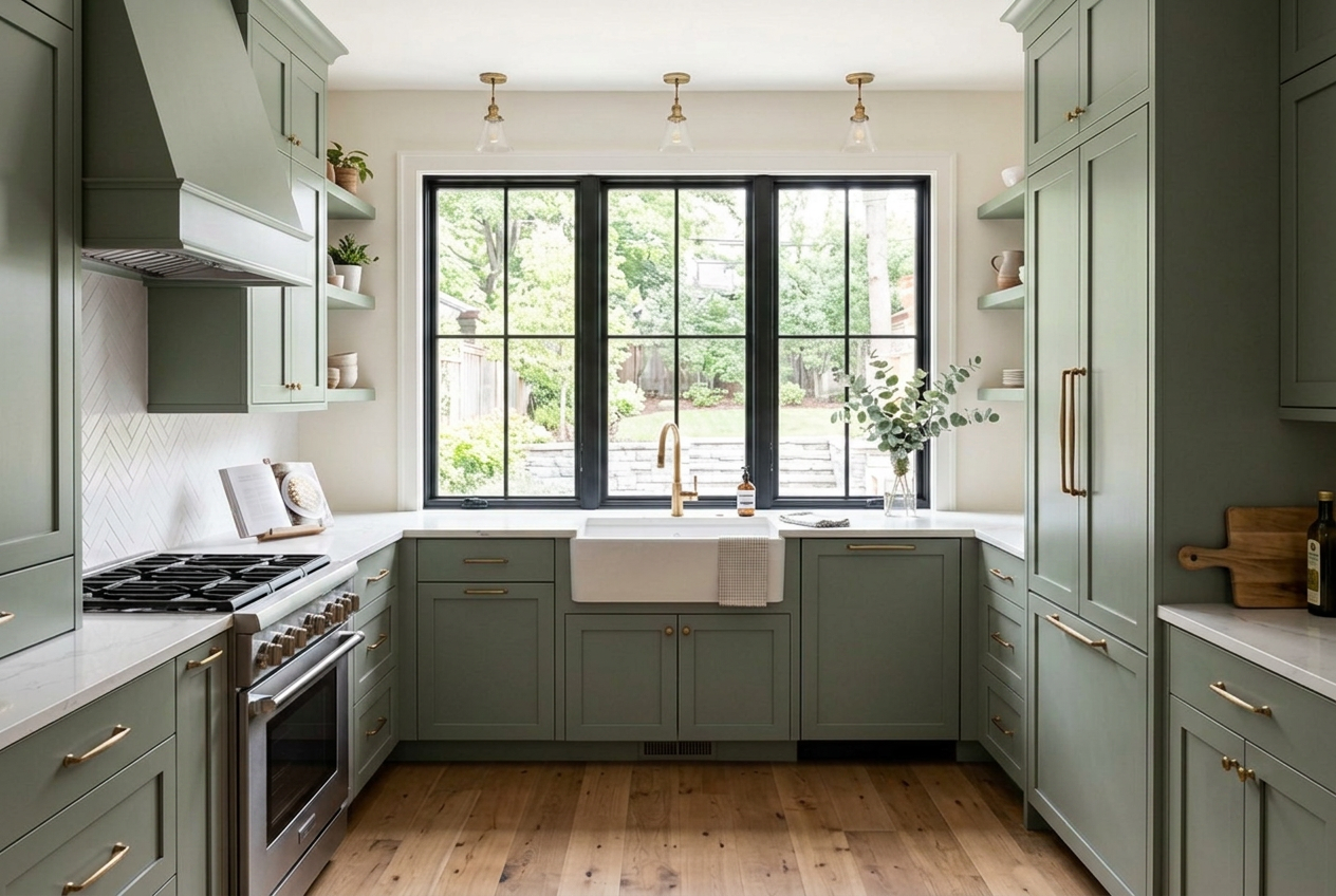 Cavendish Pewter Green kitchen cabinets
