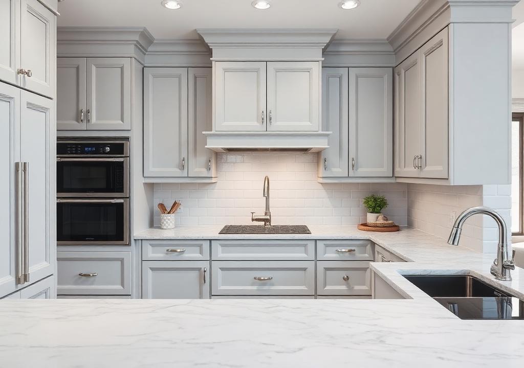 Grantham Grey Mist kitchen cabinets