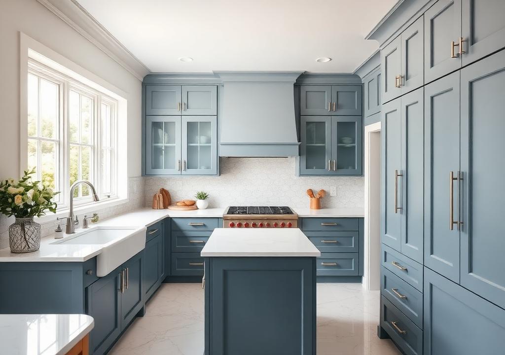 Mayfair Denim Shaker kitchen cabinets