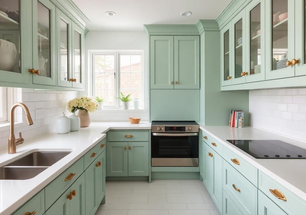 Mayfair Mint Green Shaker kitchen cabinets