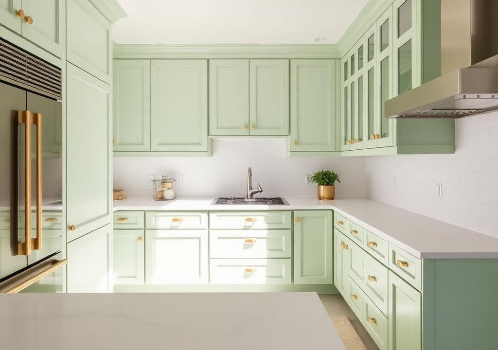 Mayfair Pistachio Green Shaker kitchen cabinets