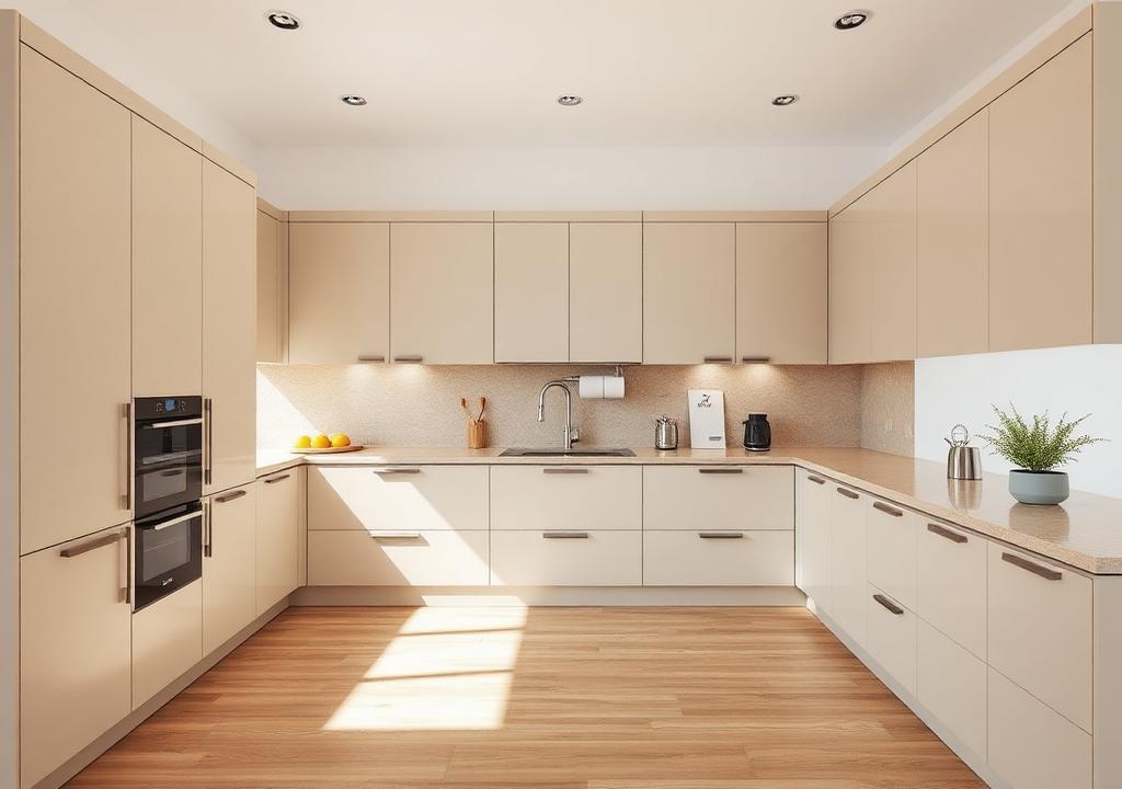 Marlowe Beige Matte kitchen cabinets
