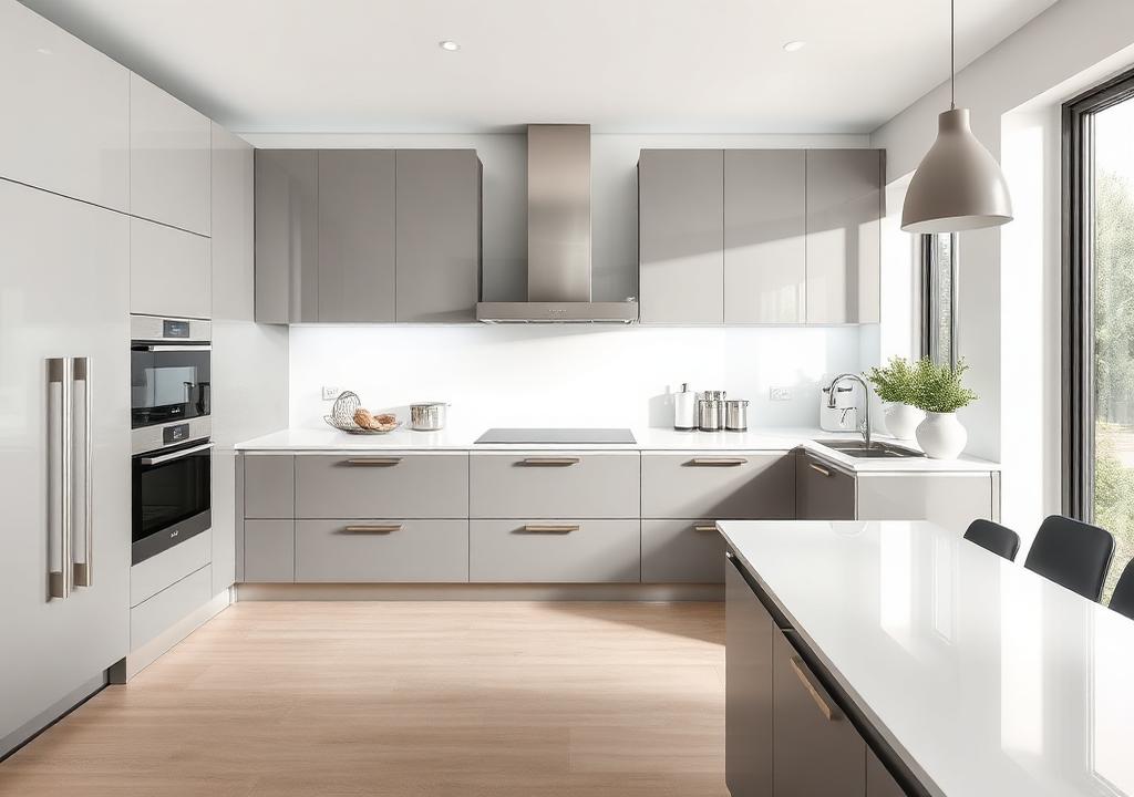 Marlowe Grey Gloss kitchen cabinets