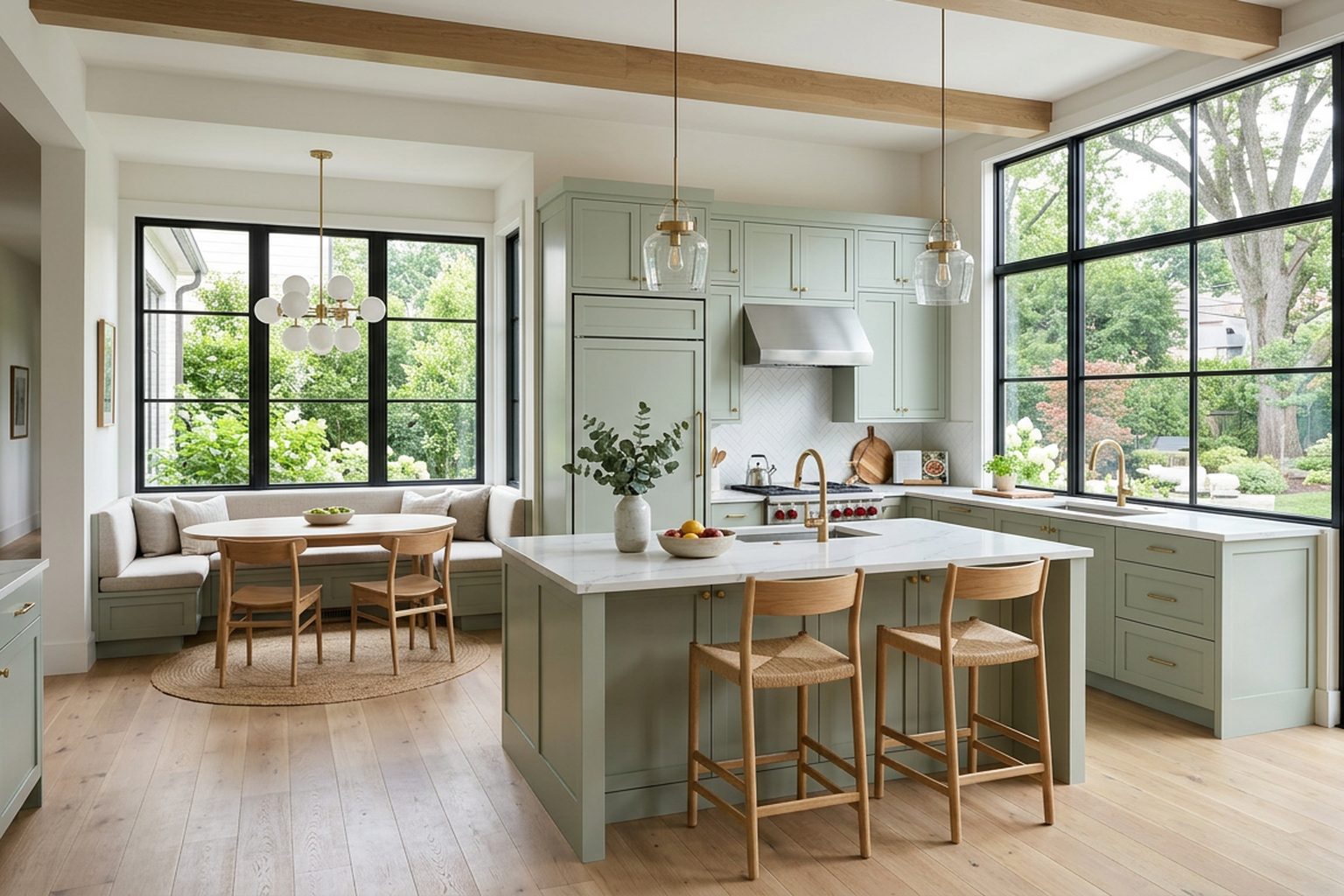 Devonshire Sage Green Shaker kitchen cabinets