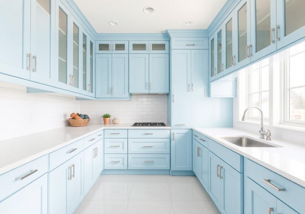 Saybrook Sky Blue Shaker kitchen cabinets